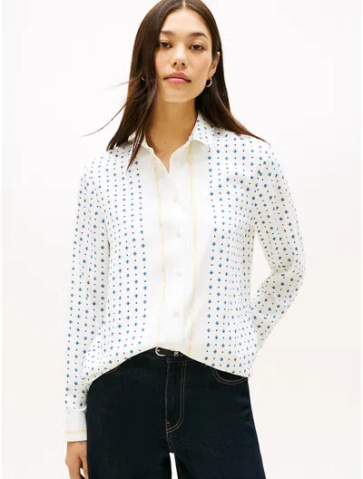 Tommy Hilfiger Relaxed Foulard Print Crepe Shirt In White