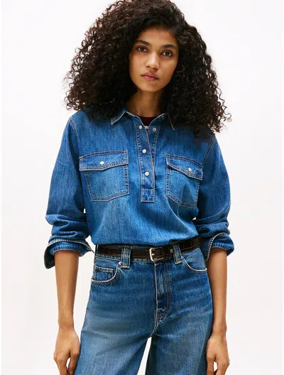Tommy Hilfiger Relaxed Lightweight Denim Shirt In Blue