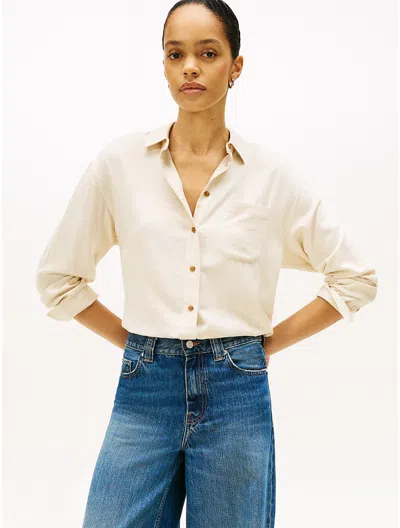 Tommy Hilfiger Relaxed Lightweight Flannel Shirt In Neutral