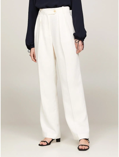 Tommy Hilfiger Relaxed Straight Fit Linen Blend Pant In Ecru