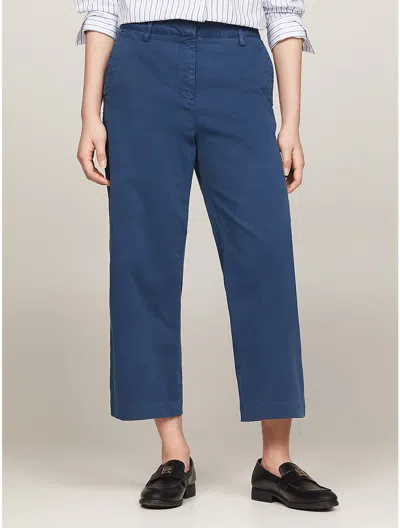 Tommy Hilfiger Relaxed Straight Fit Cropped Chino In Fossil Blue