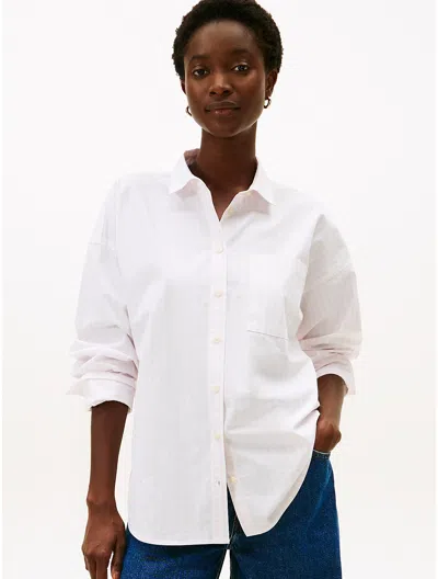 Tommy Hilfiger Relaxed Stripe Poplin Shirt In White