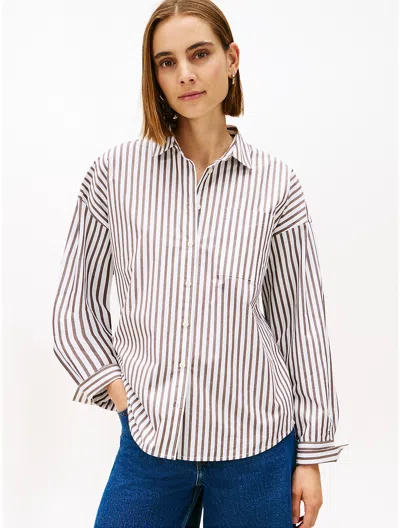 Tommy Hilfiger Relaxed Stripe Poplin Shirt In White