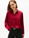 Tommy Hilfiger Relaxed Textured Stretch Satin Shirt In Red
