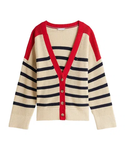 Tommy Hilfiger Relaxed V-neck Cardigan In Dark Night Navy Stripe