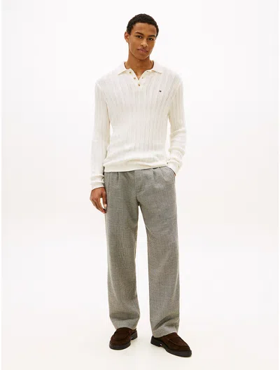 Tommy Hilfiger Relaxed Wool Flannel Houndstooth Pant In Neutral