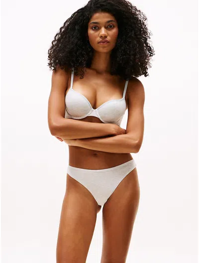 Tommy Hilfiger Repeat Logo Cheeky Bikini Panty In Warm Ice Grey Heather