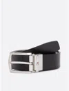 Tommy Hilfiger Reversible Flag Logo Loop Leather Belt In Space Blue / Black