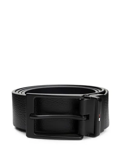 Tommy Hilfiger Reversible Rectangular-buckle Belt In Black
