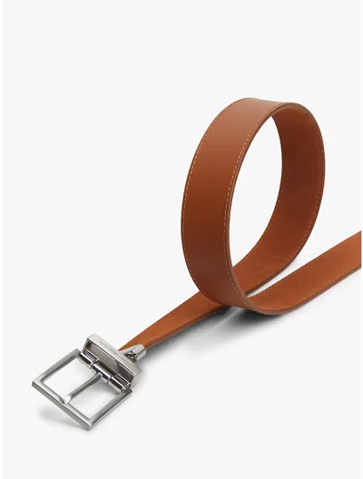 Tommy Hilfiger Reversible Square Buckle Leather Belt In Brown