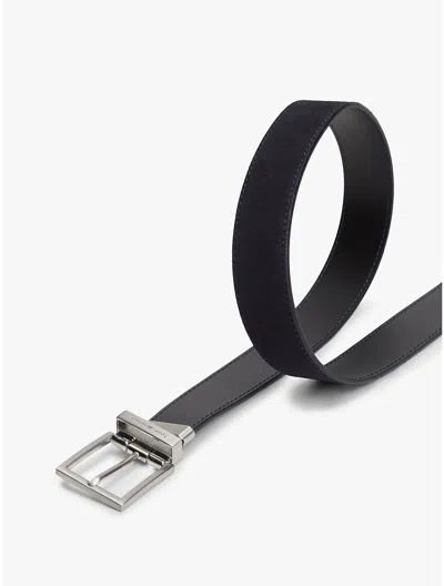 Tommy Hilfiger Reversible Square Buckle Leather Belt In Black