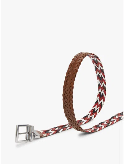 Tommy Hilfiger Reversible Woven Leather Belt In Winter Cognac