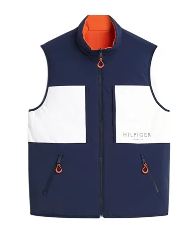 Tommy Hilfiger Reversible Zip-thru Regatta Gilet In Orange