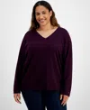 Tommy Hilfiger Rhinestone Argyle Sweater In Aubergine