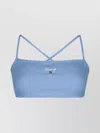 Tommy Hilfiger Ribbed Cropped Spaghetti Straps Top In Blue