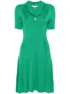 Tommy Hilfiger Ribbed Flared Midi Dress In Green
