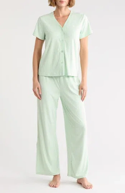 Tommy Hilfiger Ribbed Long Pajamas In Green