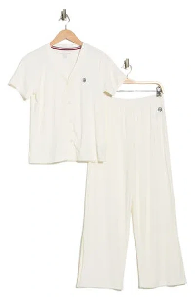 Tommy Hilfiger Ribbed Long Pajamas In Red