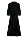 Tommy Hilfiger Ribbed Pleated Midi Dress In Black