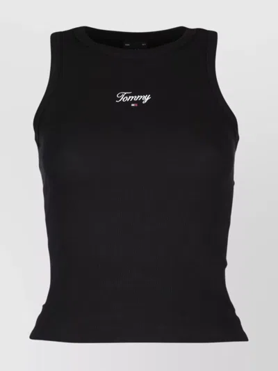 Tommy Hilfiger Ribbed Texture Sleeveless Top In Black