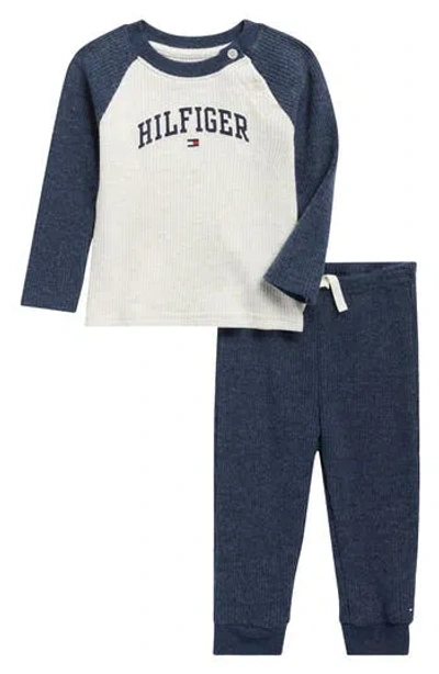 Tommy Hilfiger Babies'  Ribbed Thermal Shirt & Joggers Set In Blue