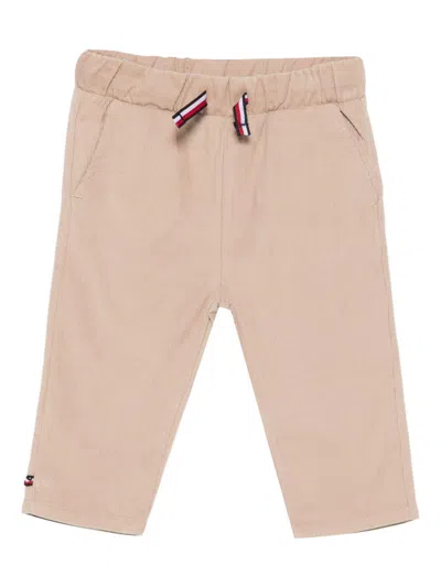 Tommy Hilfiger Kids' Ribbed Trousers With Drawstring  In Brown