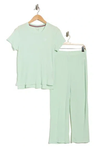 Tommy Hilfiger Ribbed T-shirt & Crop Pants Pajamas In Green