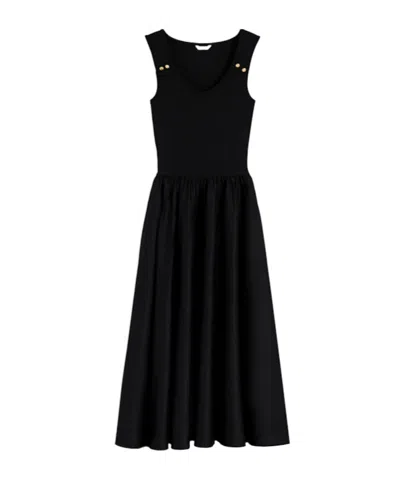 Tommy Hilfiger Ribbed-knit Midi Dress In Black