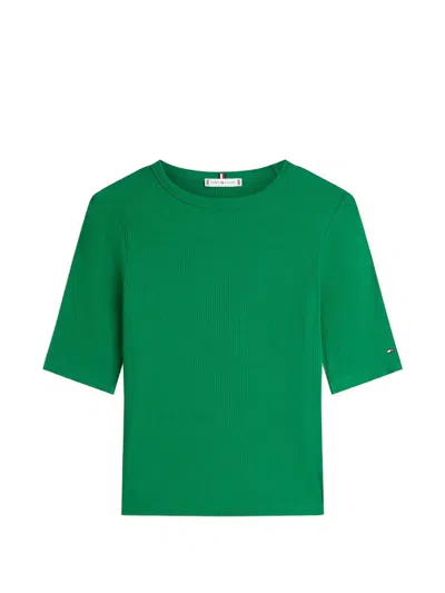 Tommy Hilfiger Ribbed-knit T-shirt In Green