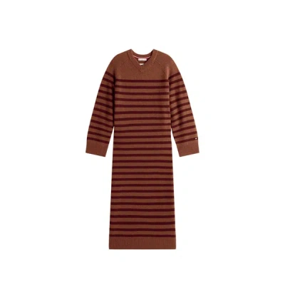 Tommy Hilfiger Robe À Rayures En Laine Et Cachemire In Brown