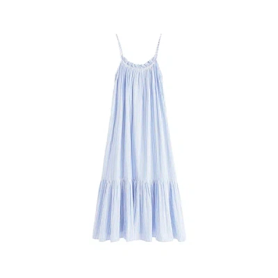 Tommy Hilfiger Robe Longue Rayée En Coton In Blue