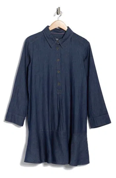 Tommy Hilfiger Roll Sleeve Chambray Dress In Blue