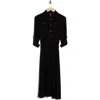 Tommy Hilfiger Roll Tab Sleeve Midi Dress In Black