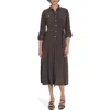 Tommy Hilfiger Roll Tab Sleeve Midi Dress In Brown