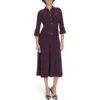 Tommy Hilfiger Roll Tab Sleeve Midi Dress In Purple