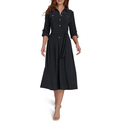 Tommy Hilfiger Roll Tab Sleeve Midi Dress In Sky Capt
