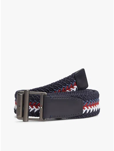 Tommy Hilfiger Roller Buckle Woven Webbing Belt In Pattern