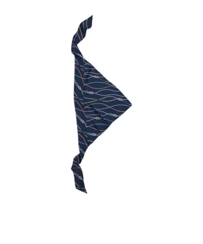 Tommy Hilfiger Rope Print Pure Silk Scarf In Yale Navy