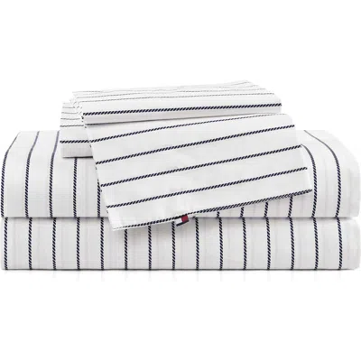 Tommy Hilfiger Rope Stripe Cotton Percale Sheet Set In Blue
