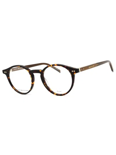 Tommy Hilfiger Round Acetate Eyeglasses For Men In Brown