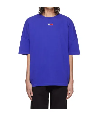 Tommy Hilfiger Round Collar Embroidered T-shirt In Blue