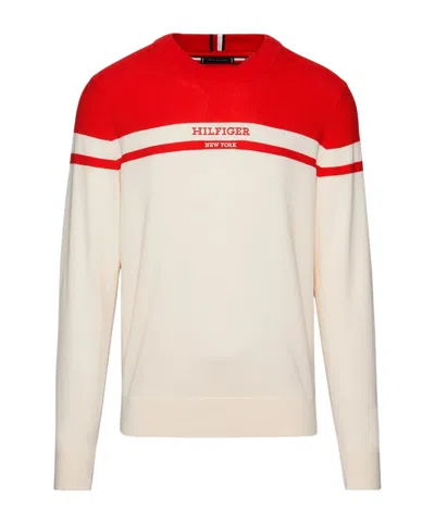 Tommy Hilfiger Round Collar Long Sleeve Sweater In Nude