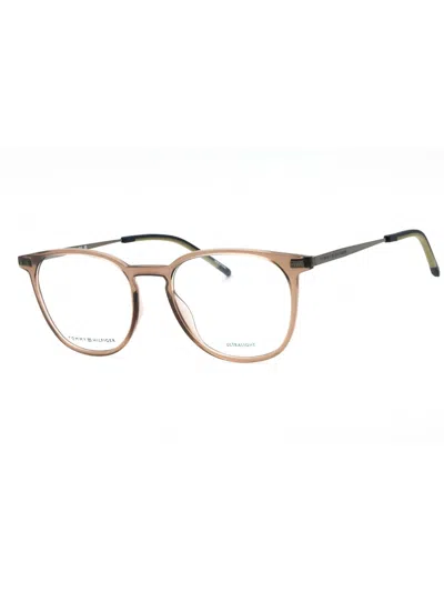 Tommy Hilfiger Round Designer Eyeglasses For Men In Brown