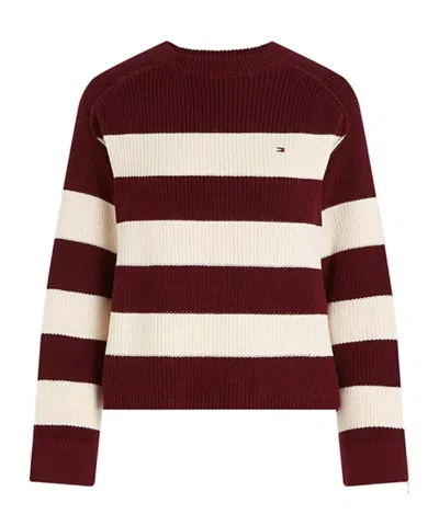 Tommy Hilfiger Round Neck Knitted Sweater In Brown