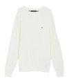 Tommy Hilfiger Crew Neck Cotton Sweater With Ribbed Cuffs In White
