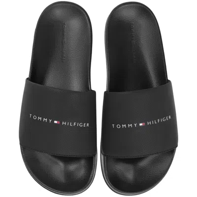 Tommy Hilfiger Rubber Flag Pool Sliders Black