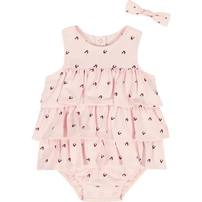 Tommy Hilfiger Babies'  Ruffle Piquè Bodysuit & Headband Set In Brown
