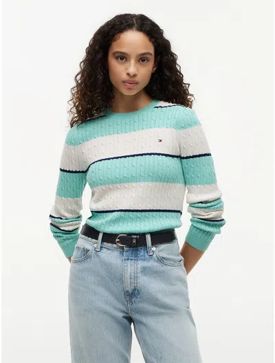 Tommy Hilfiger Rugby Stripe Cable Knit Sweater In Multi