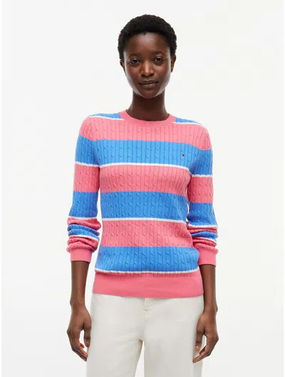 Tommy Hilfiger Rugby Stripe Cable Knit Sweater In Multi