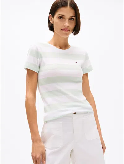 Tommy Hilfiger Rugby Stripe Crewneck T In Minty Essence